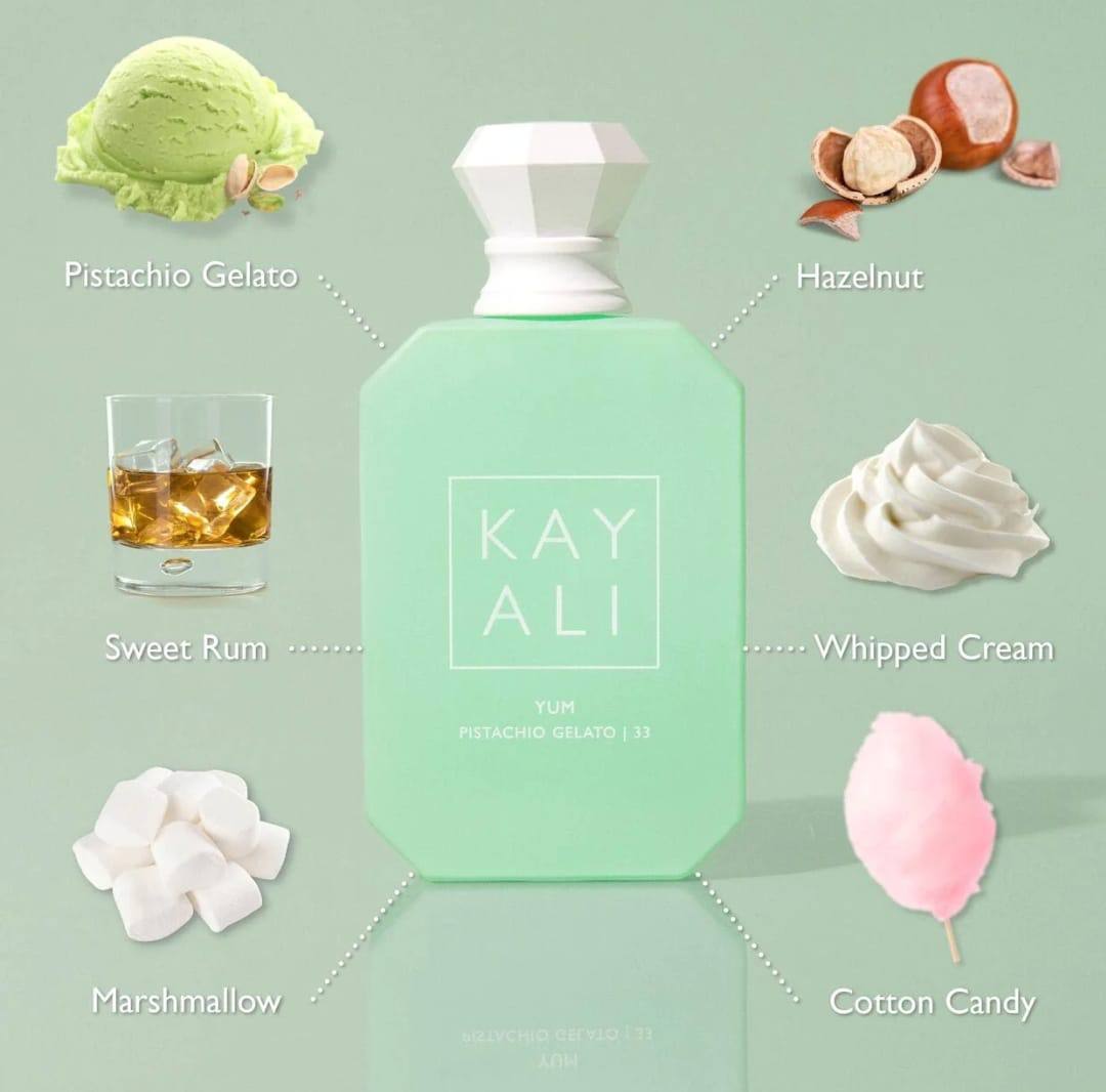 ست دوتایی عطر ادکلن کایالی یام پستشیو جلاتو 33 | Kayali Yum Pistachio Gelato | 33 حجم ۱۰میل و ۵۰ میل - Image 2